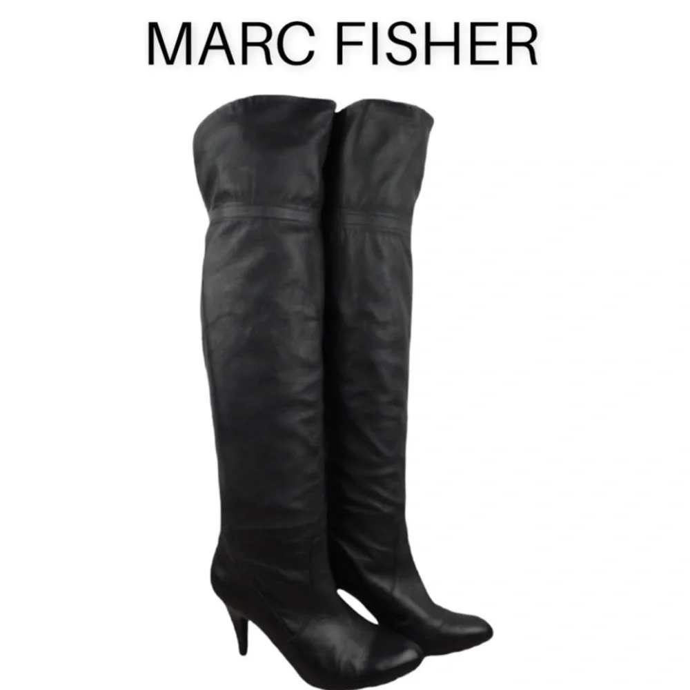 Marc Fisher Black Leather OTK Boots